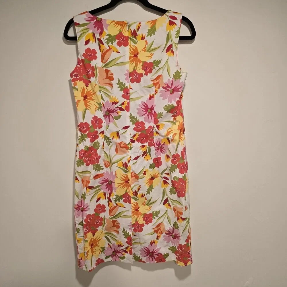 Vintage Eileen West Classic Floral Shift Dress Womens 8 Bright Prep Spring USA - Picture 4 of 7